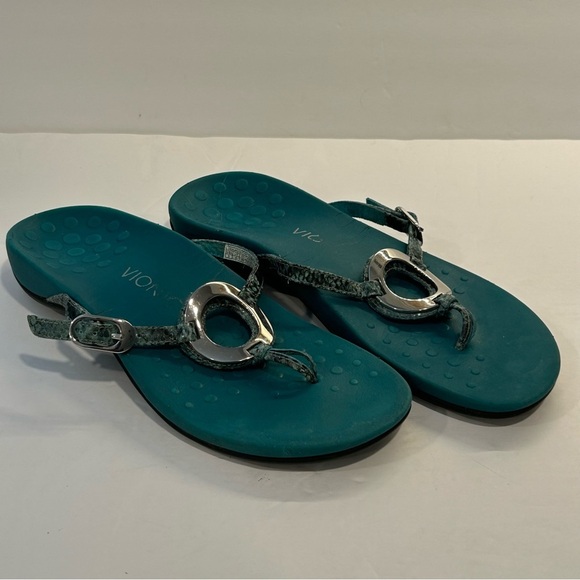 Vionic Women’s Karina Orthaheel Arch Support Teal Sandals Sz 8, Snake Strap - Picture 3 of 7